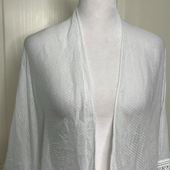 Steve Madden Women’s White Open Front Cardigan White One Sz Coverup Beach Pool - Picture 2 of 8